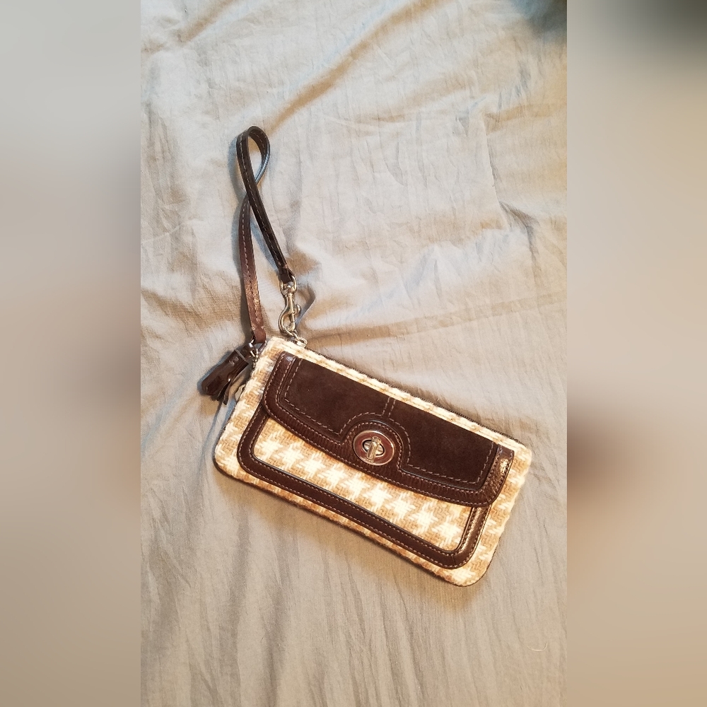 Coach Brown and Cream Wristlet